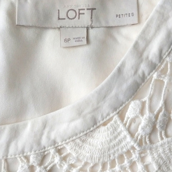 LOFT Dress Sheath Whìte Crochet Lace ScallopTheme Size 6P - Picture 12 of 12